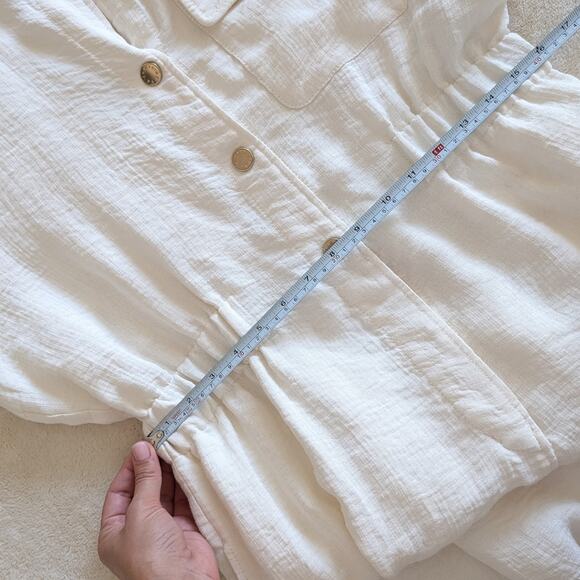 NWT Sandro Long-Sleeve Ivory/Ecru Linen Blend Utility Jumpsuit, size 42 / US 10 - Picture 13 of 16